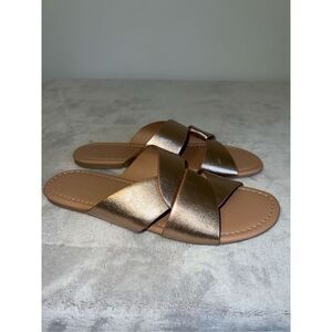 Old Navy Metallic Flats Mules Slides Sandals Womens 9